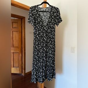 Reformation black and white floral button down dress